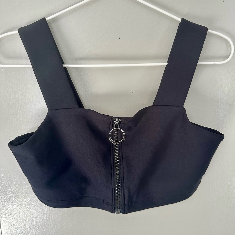 ALO Yoga Black Zippered Crop Top
